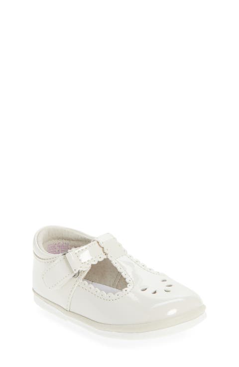 Kids' Dottie Scallop T-Strap Flat (Baby & Walker)