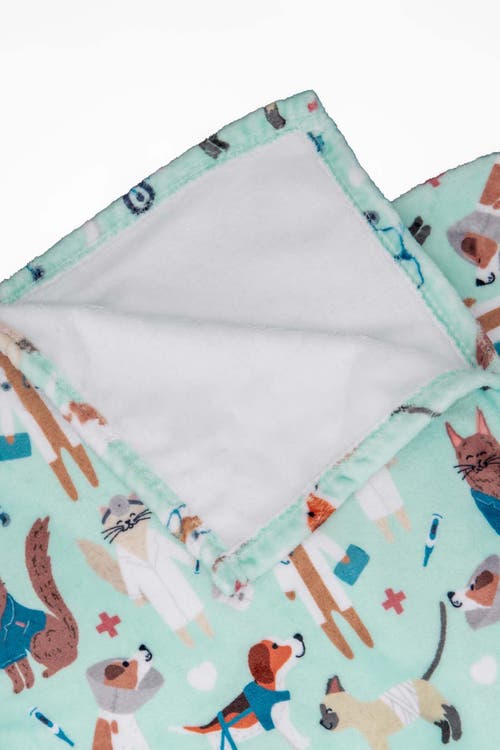 Puppington Pupper Snuggles Throw Blanket In Seafoam Serenity