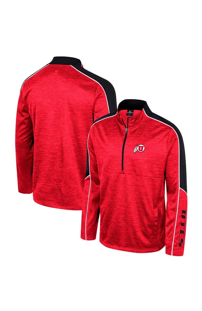 COLOSSEUM Men's Colosseum Red Utah Utes Marled Half-Zip Jacket, Main, color, 