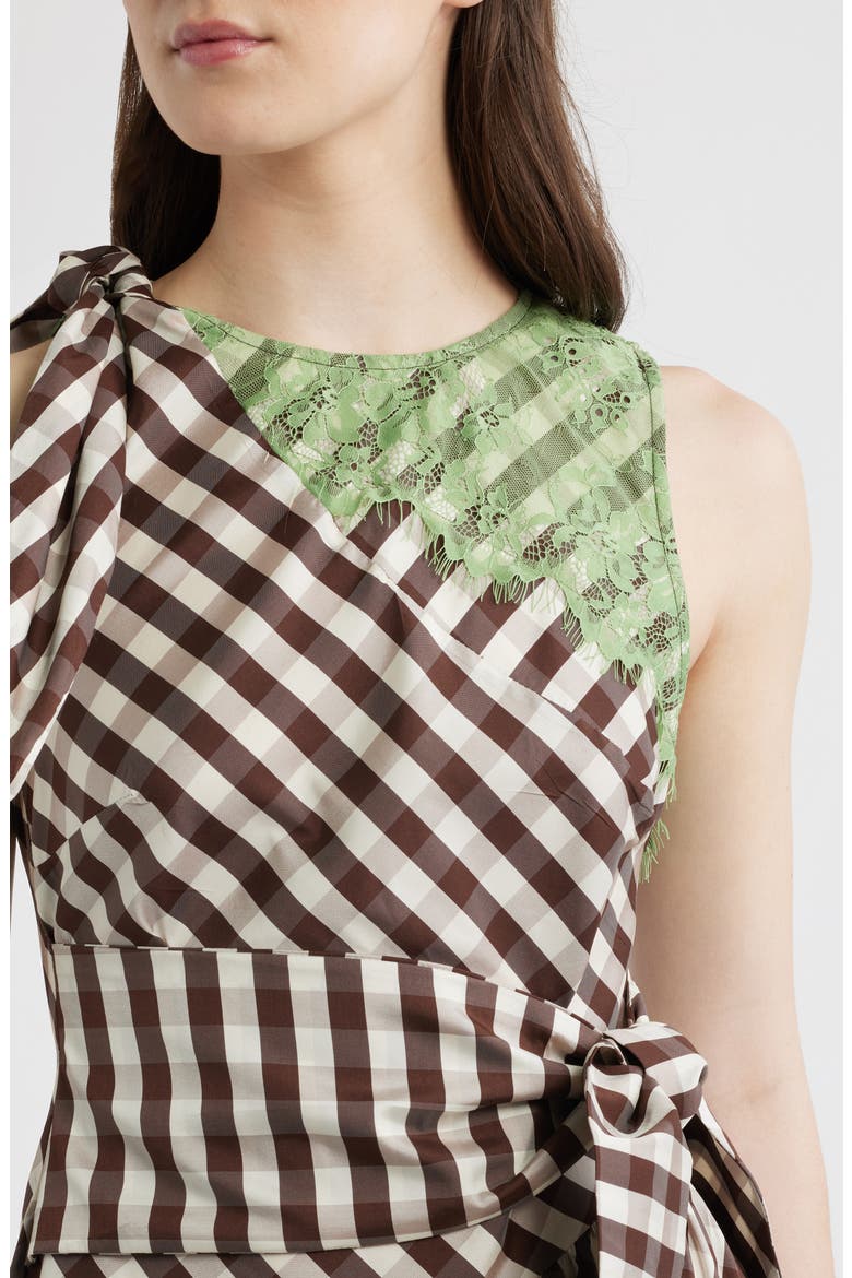 Gisele Lace Detail Check Dress, Alternate, color, CHOCOLATE