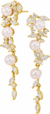 SAVVY CIE JEWELS Cubic Zirconia & Faux Pearl Cascade Earrings