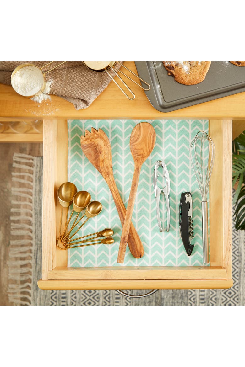 Herringbone Print Reusable Shelf Liner Set/2, Alternate, color, Bright Aqua