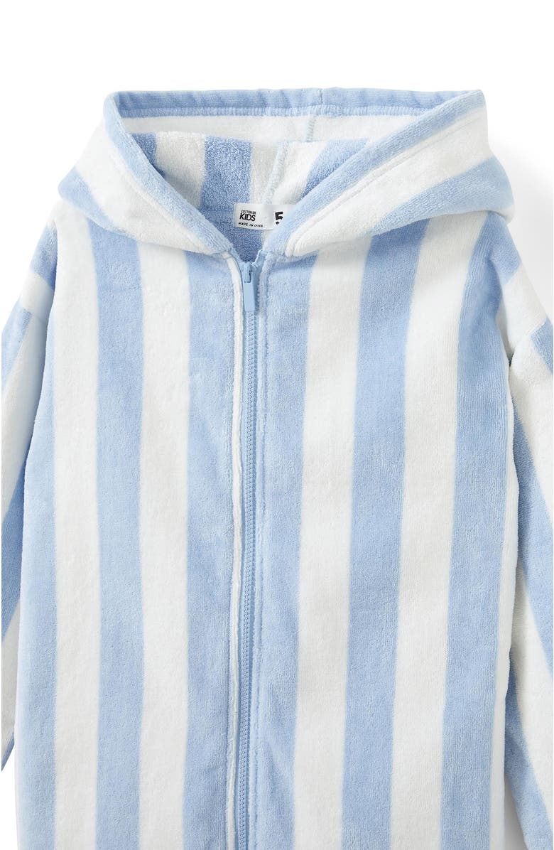 Cotton On Kids Kid's Kids Zip Thru Hooded Towel, Alternate, color, Dawn Blue Bold Stripe