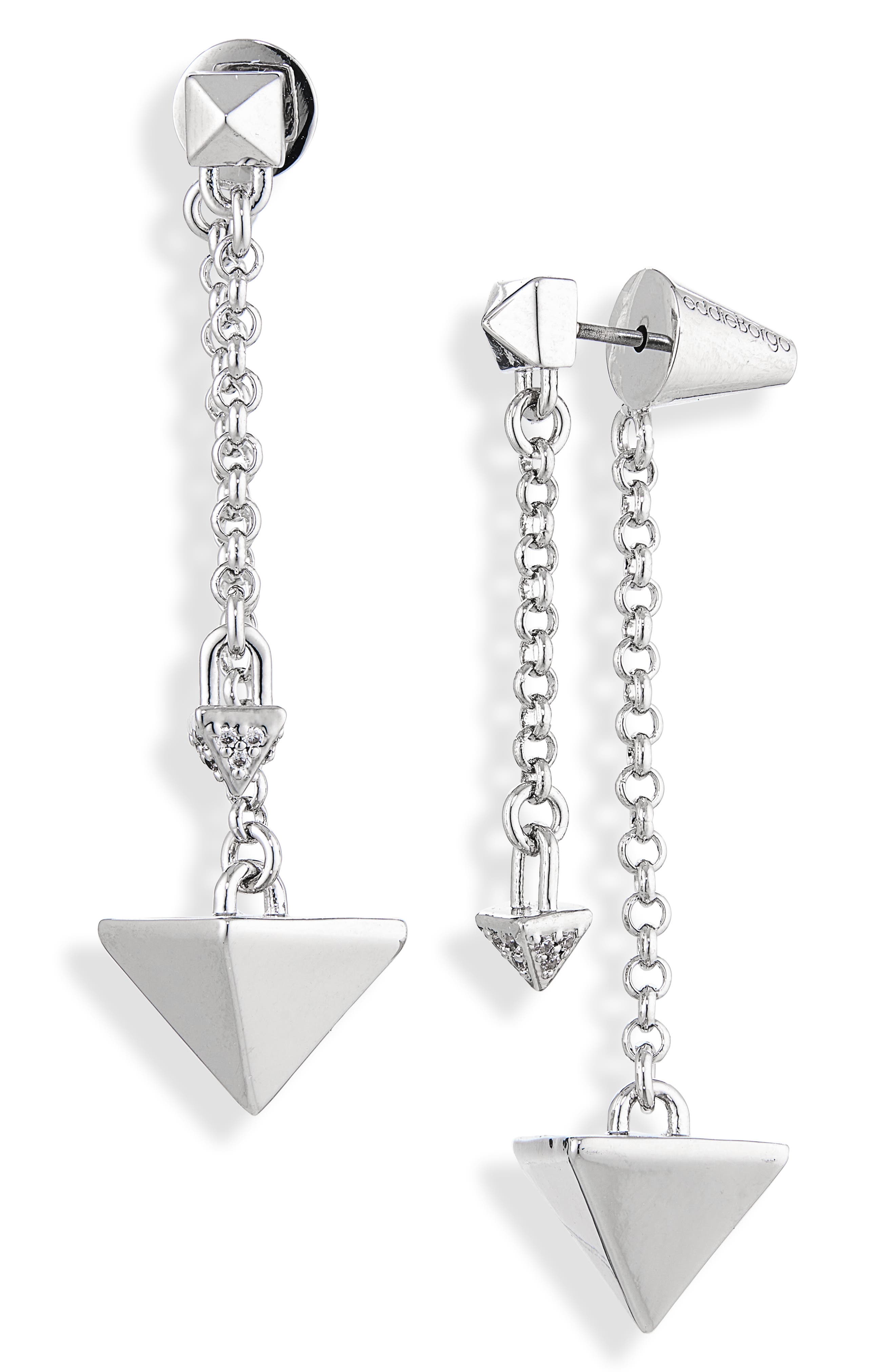eddieBorgo Pavé Pyramid Pendulum Earrings (Women) | Nordstrom