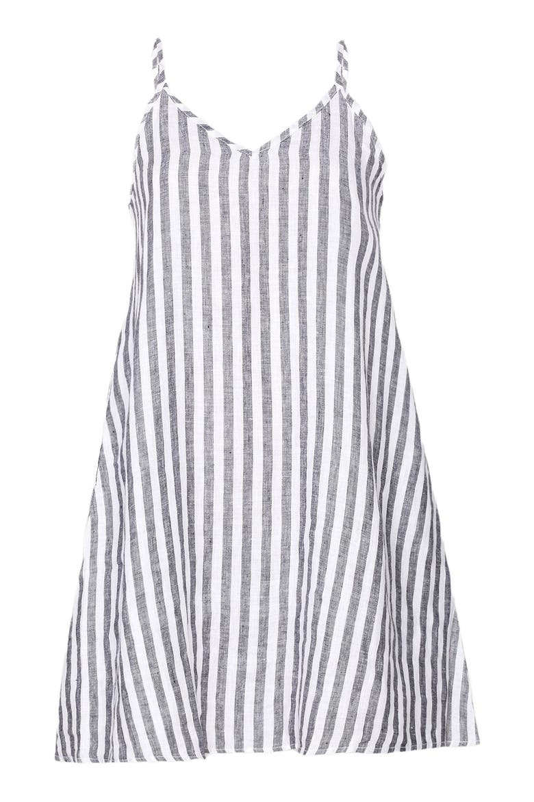 Short Tent Dress with Back Tie, Alternate, color, Black and White Stripes