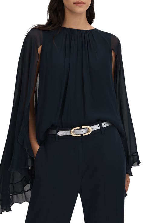 Francesca Ruffle Cape Sleeve Top