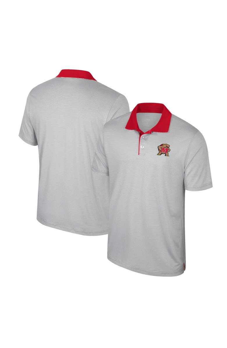 COLOSSEUM Men's Colosseum Gray Maryland Terrapins Tuck Striped Polo, Alternate, color, 