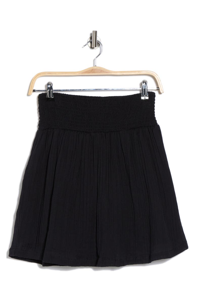 Vitamin A<sup>®</sup> Costa Organic Cotton Smocked Cover-Up Miniskirt, Alternate, color, Black