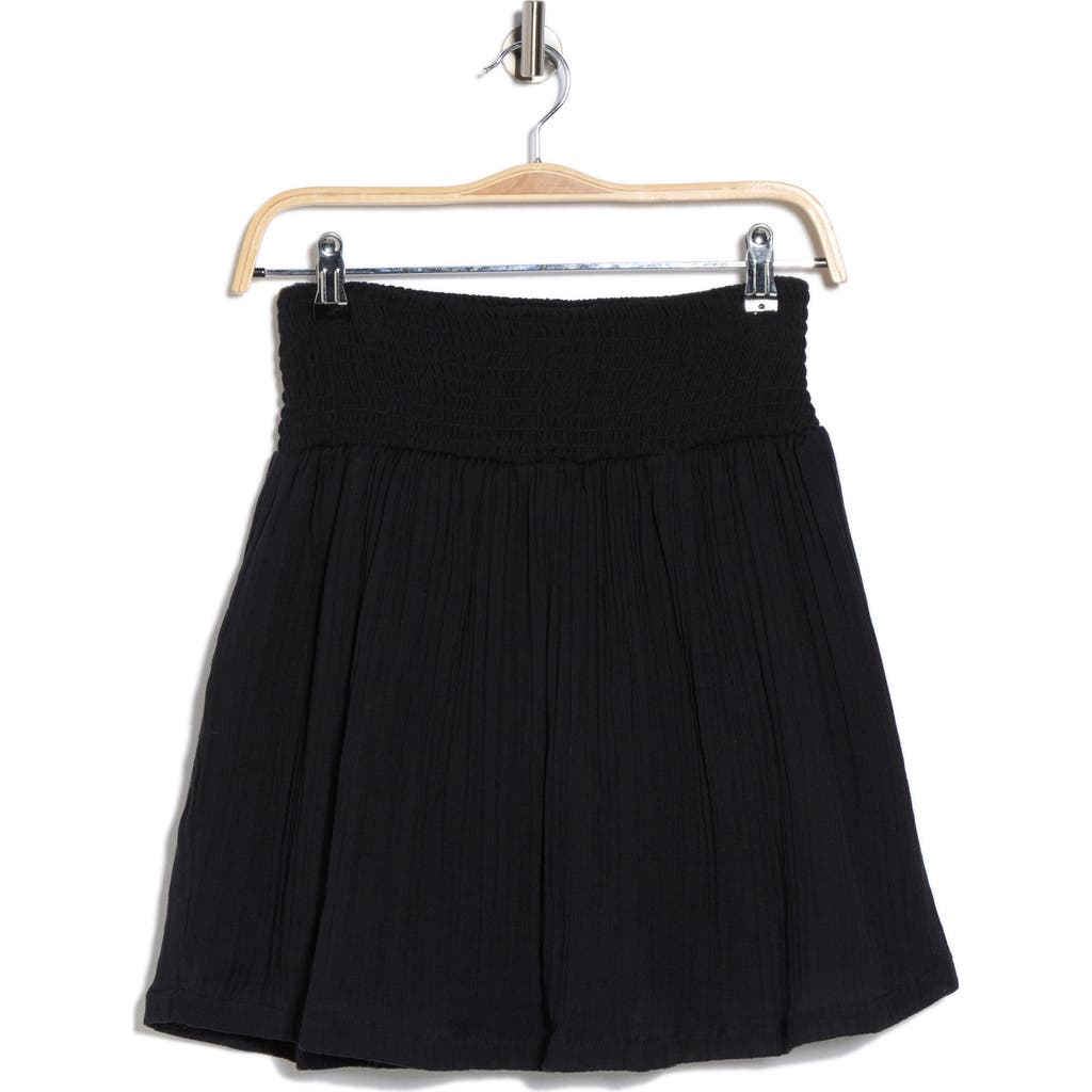 Vitamin A ® Costa Organic Cotton Smocked Cover-up Miniskirt In Black