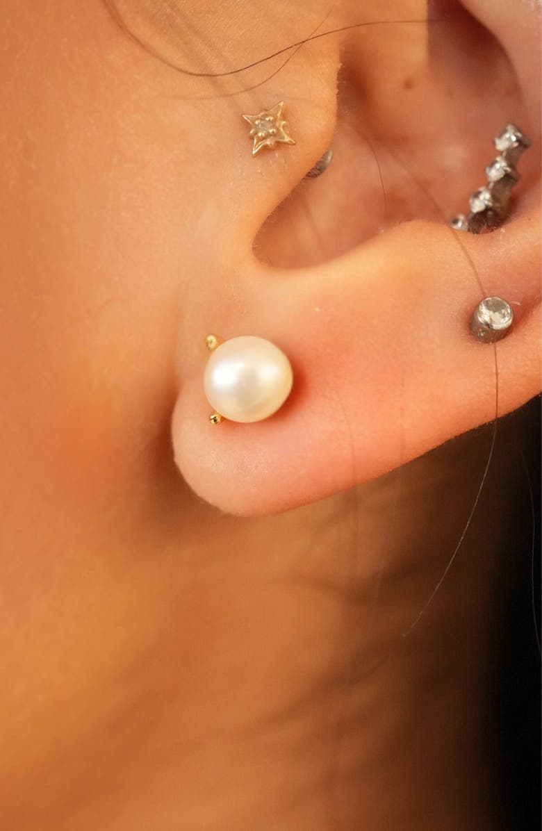 Argento Vivo Sterling Silver Freshwater Pearl Stud Earrings, Alternate, color, Gold