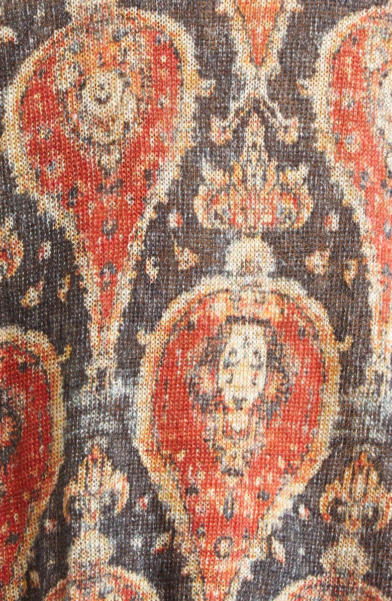 R13 Print Linen Boyfriend Cardigan, Alternate, color, Black/ Red Multicolor