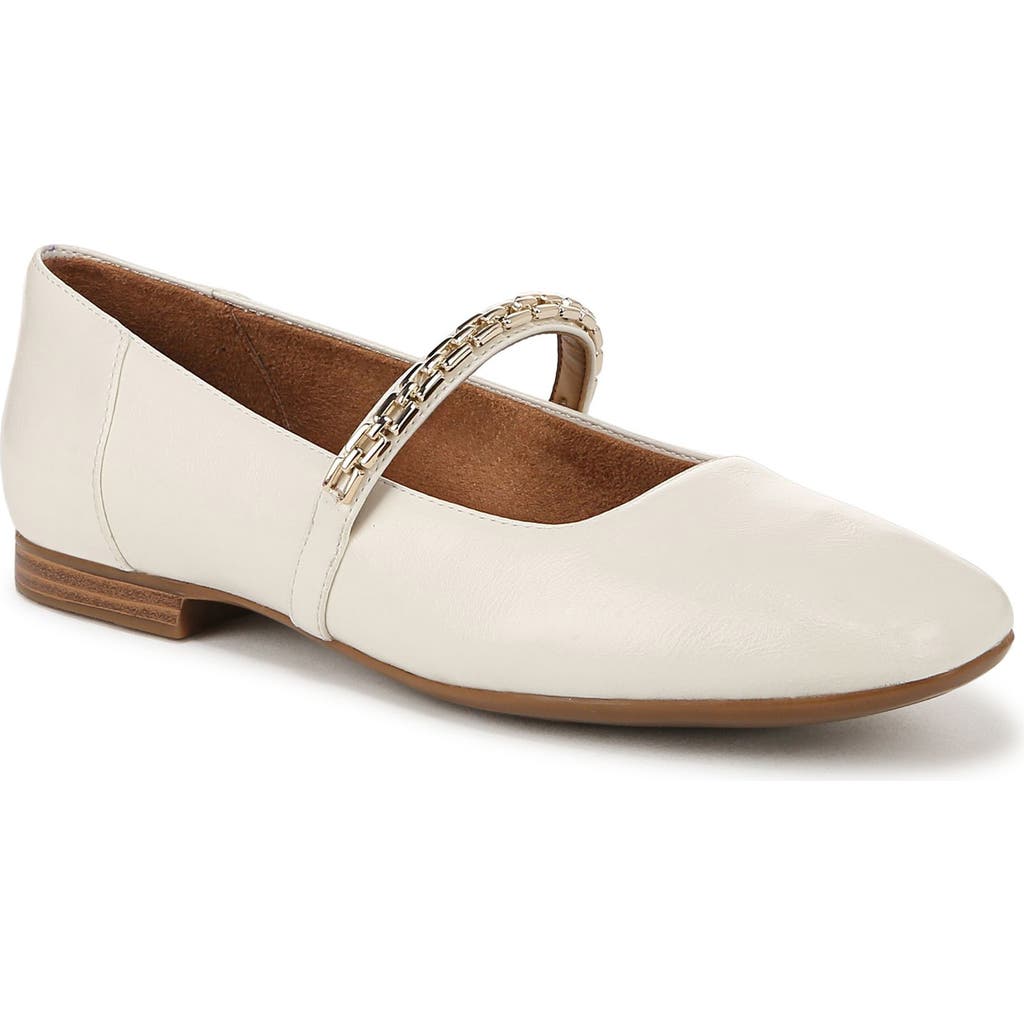 Naturalizer Women's Kelly-chain Square Toe Mary Jane Flats In Warm White Faux Leather