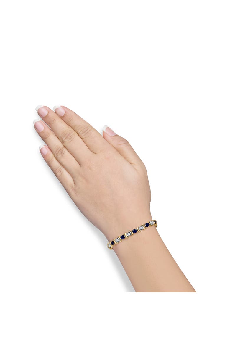 Haus of Brilliance 14K Gold 1.0 Ct Diamond & 6 1/2 Cttw Sapphire Link Bracelet, Alternate, color, Yellow