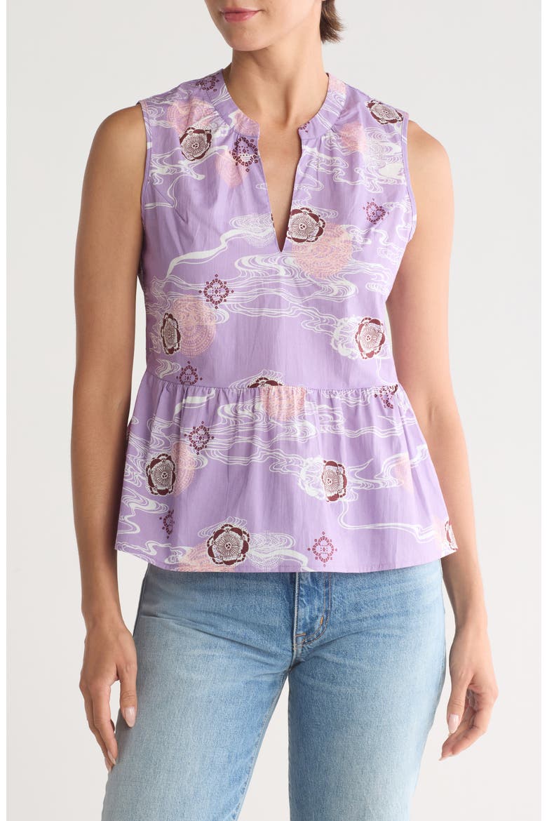 Saraphina Sleeveless Poplin Top, Main, color, FLOWER RIPPLES