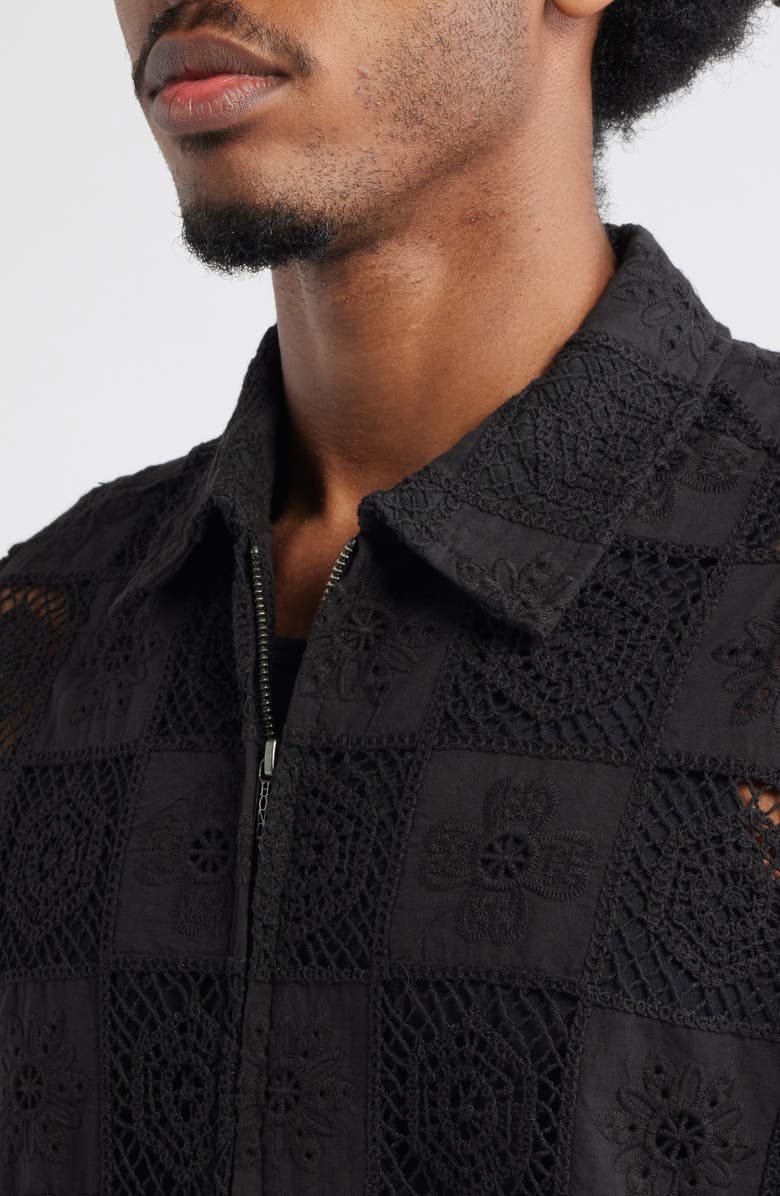 HONOR THE GIFT Crochet Lace Patchwork Jacket, Alternate, color, Black