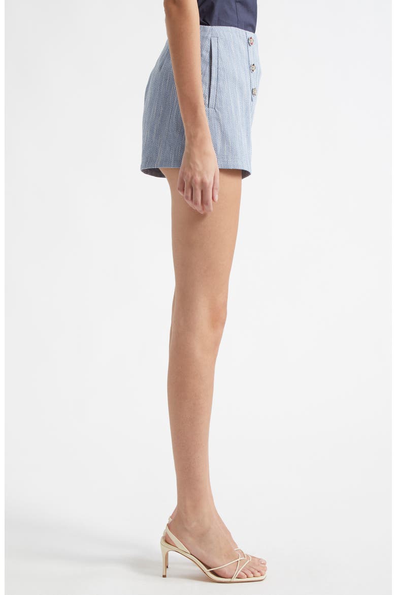 Samira Front Button Shorts, Alternate, color, LIGHT INDIGO SLUB