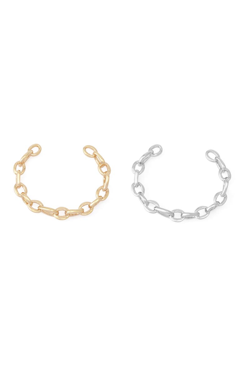 Set of Two Link Cuff Bracelets, Alternate, color, TWO TONE