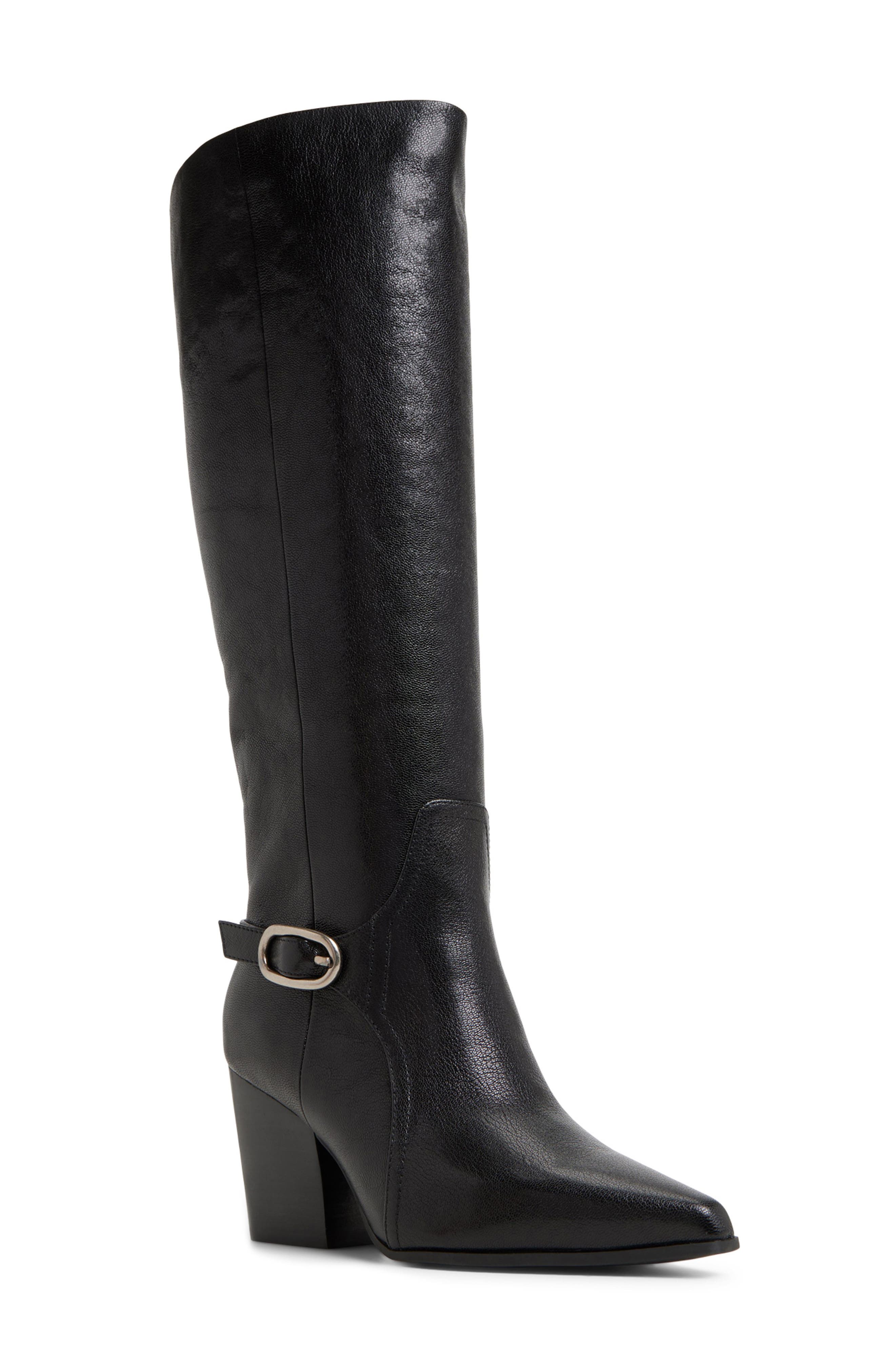 ALDO Saddle Knee High Boot, Main, color, Black