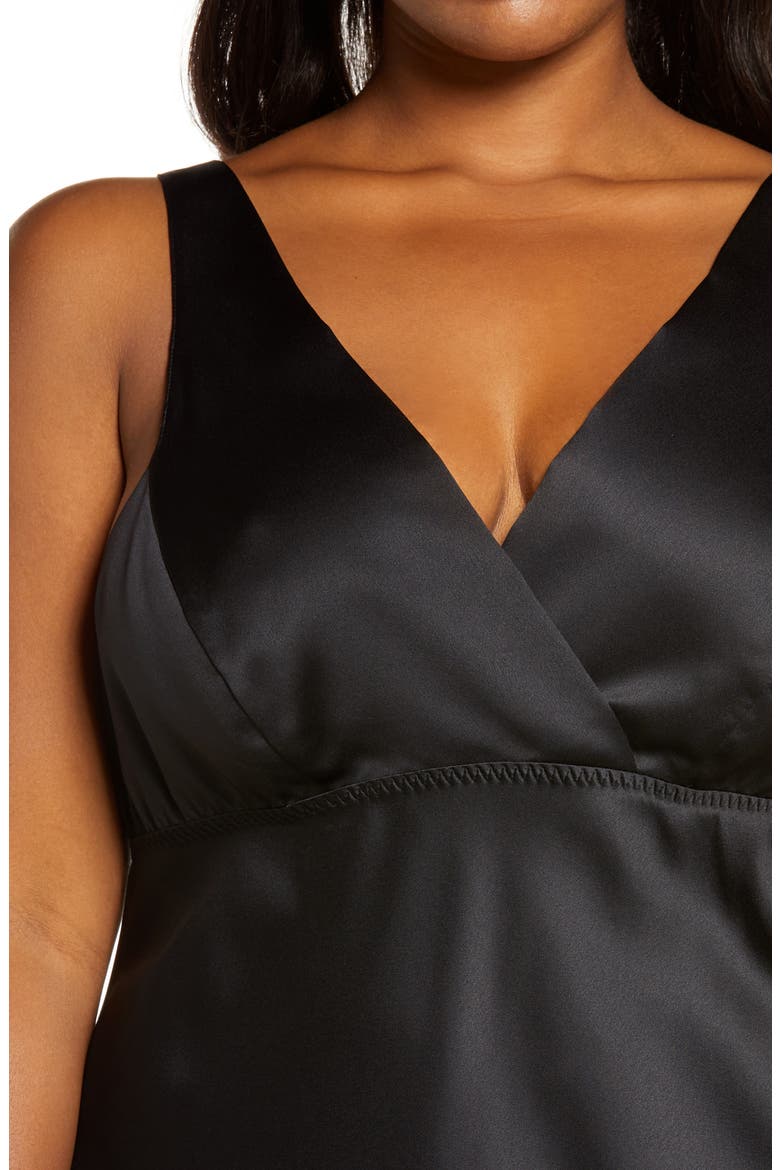 Positivity Satin Chemise, Alternate, color, BLACK