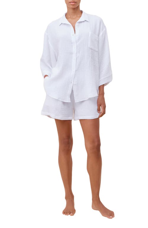 Shop Papinelle Ashley Textured Cotton Short Pajamas In White