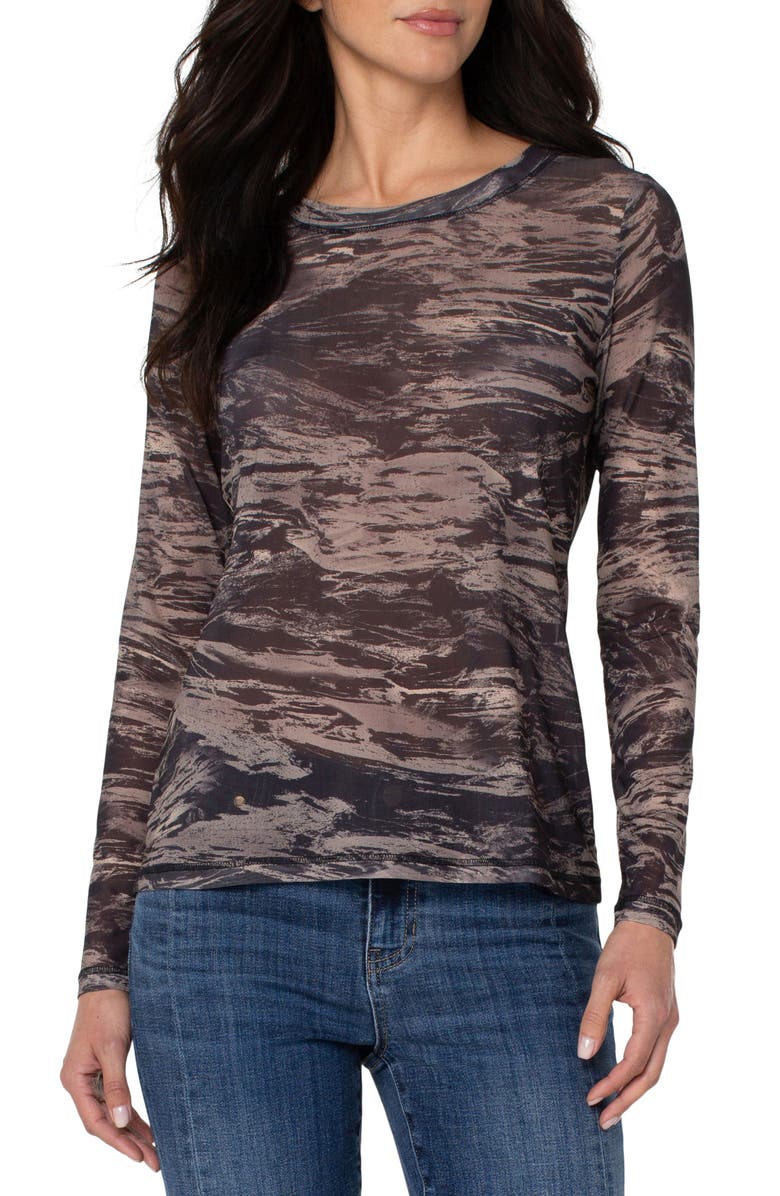 Liverpool Los Angeles Long Sleeve Mesh Top, Main, color, 