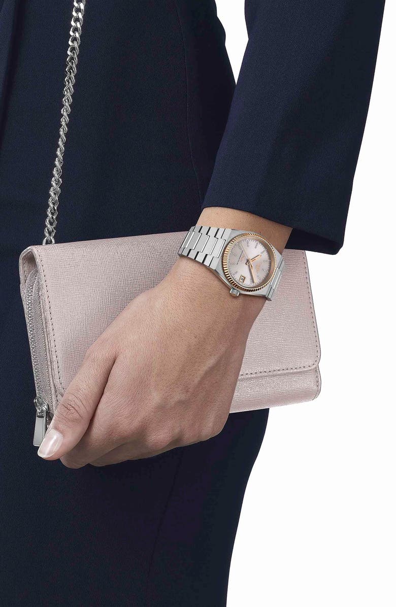 Tissot PRX Powermatic 80 Bracelet Watch, 35mm, Alternate, color, Grey/ Rose Gold