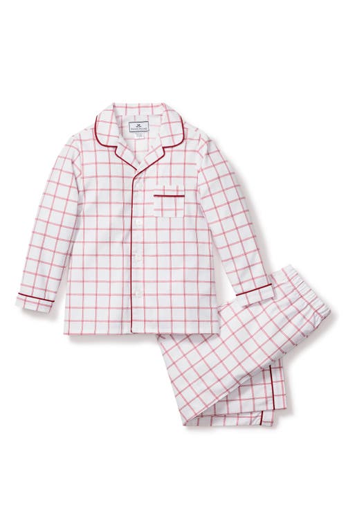 Petite Plume Kids' Garnet Tattersall Plaid Two-Piece Pajamas in White 