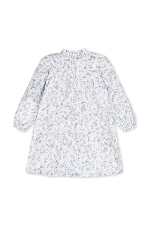 Hope & Henry Organic Long Sleeve Ruffle Neck Smocked Yoke Dress In White