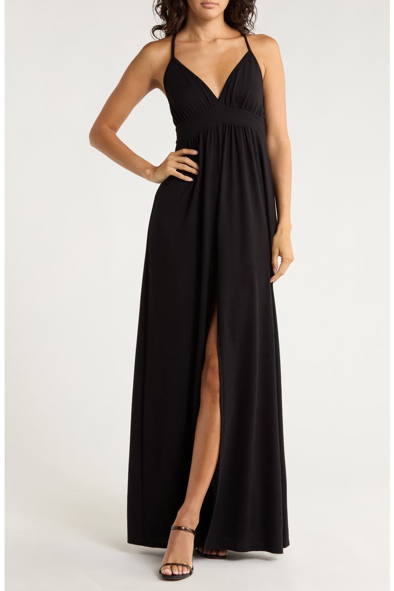 Cross Back Maxi Dress, Main, color, BLACK