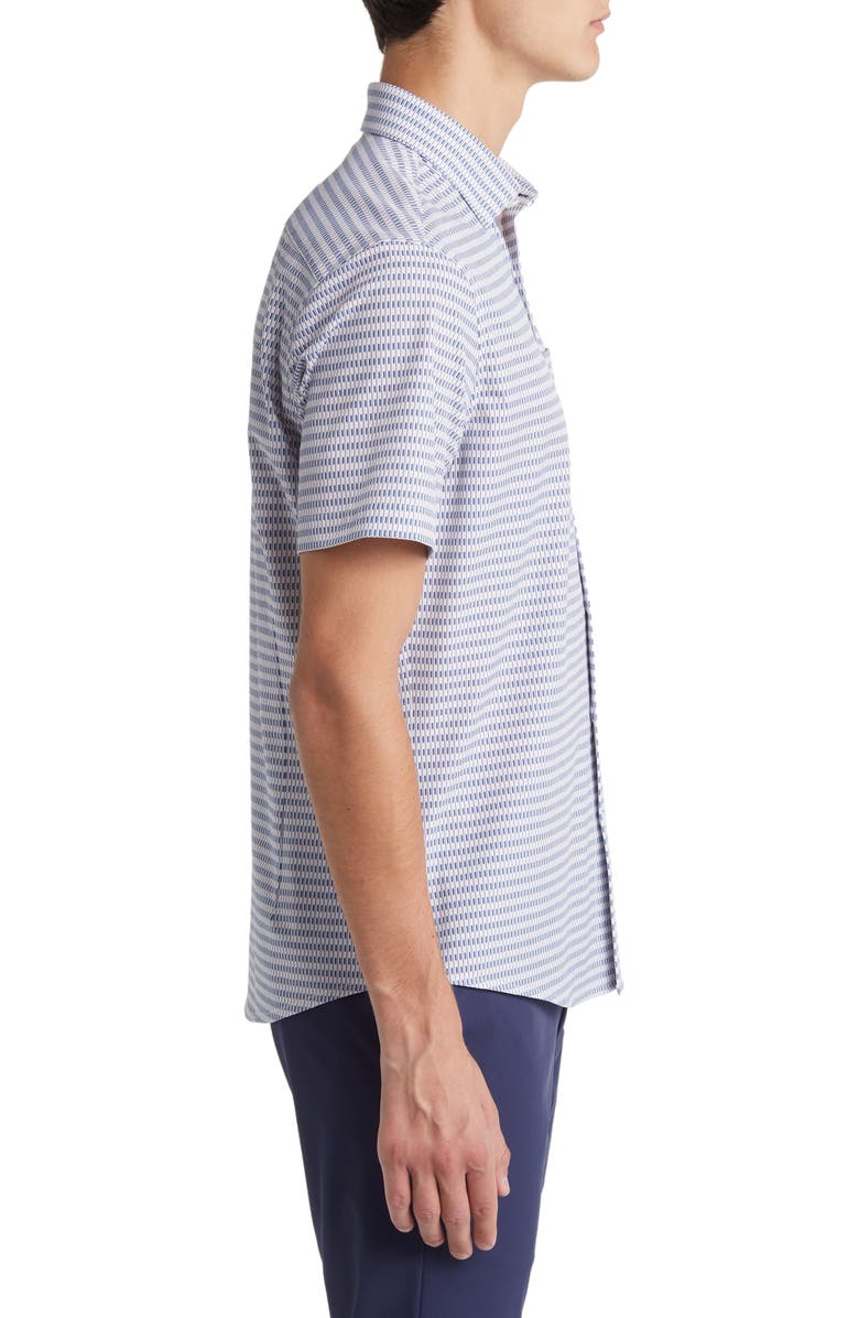 Mizzen+Main Leeward Trim Fit Rose Quartz Grid Short Sleeve Button-Up Performance Shirt, Alternate, color, 