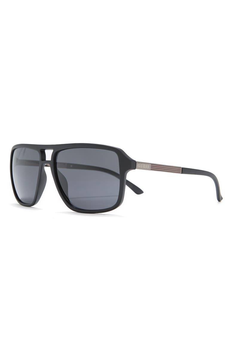 GUESS 58mm Square Sunglasses, Alternate, color, Matte Black / Smoke