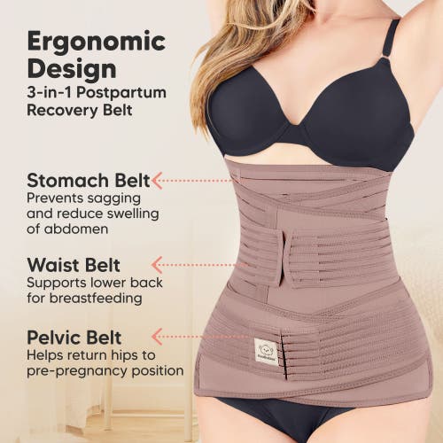 Keababies Revive 3-in-1 Postpartum Recovery Support Belt In Dusty Plum