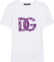 Dolce&Gabbana Lace Inset Jersey Logo T-Shirt