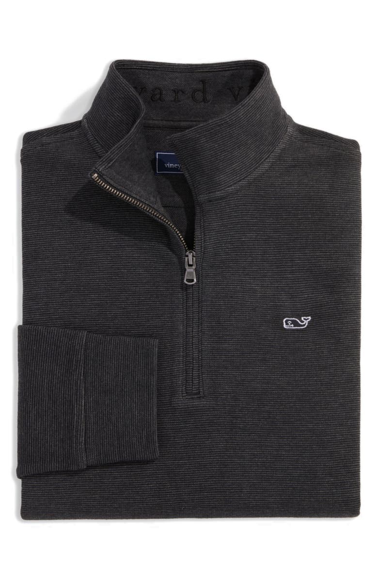 vineyard vines Saltwater Stripe Quarter Zip Pullover, Alternate, color, Jet Black
