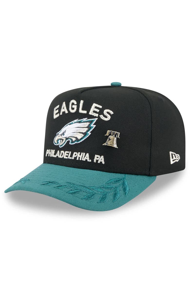 New Era Men's New Era Black/Midnight Green Philadelphia Eagles 2025 NFL Draft On Stage A-Frame 59FIFTY Fitted Hat, Alternate, color, 