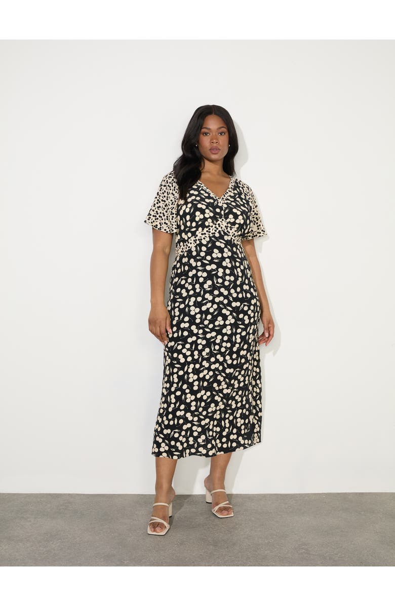 Live Unlimited Cherry Mono Print V Neck Midaxi Dress, Alternate, color, Cherry Mono