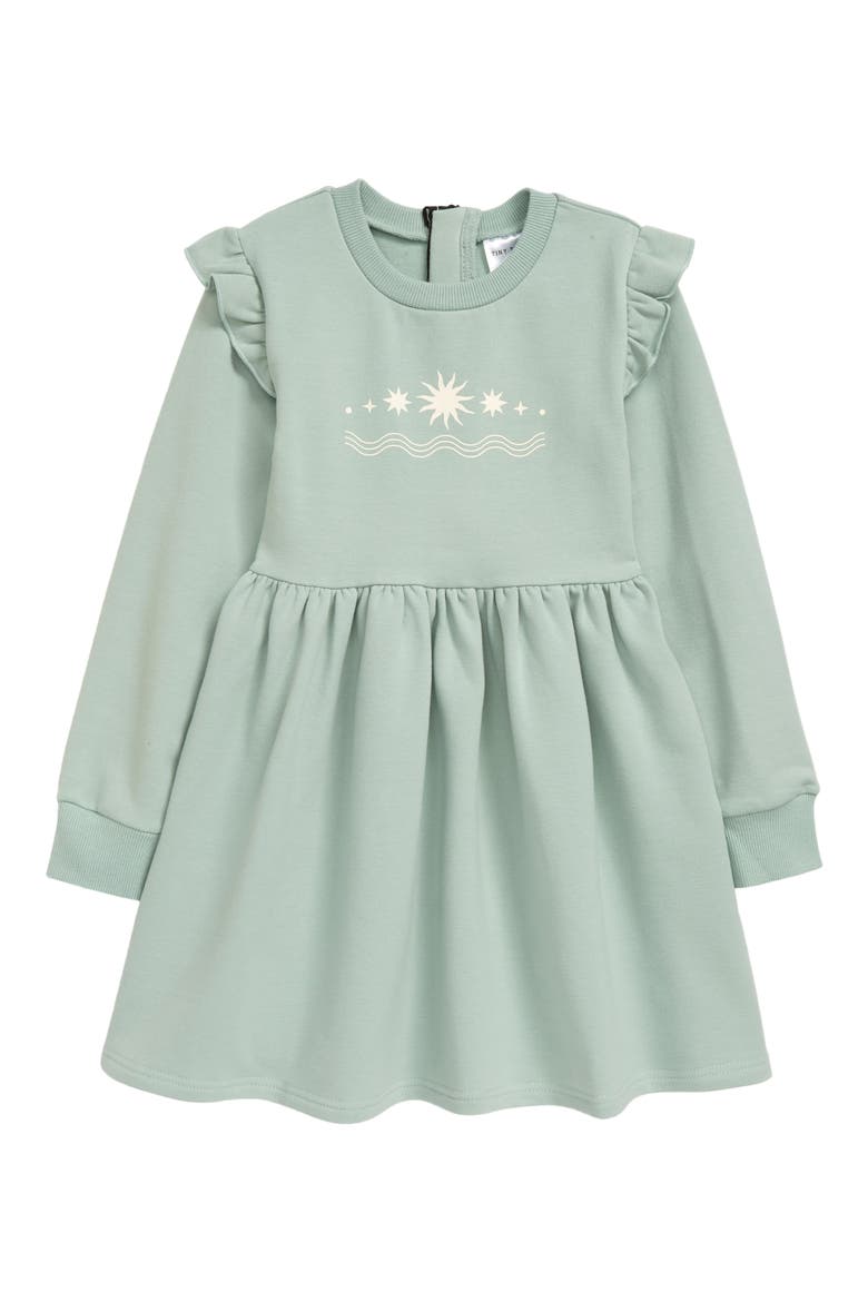 Kids' Celestial Frill Long Sleeve Dress, Main, color, SAGE