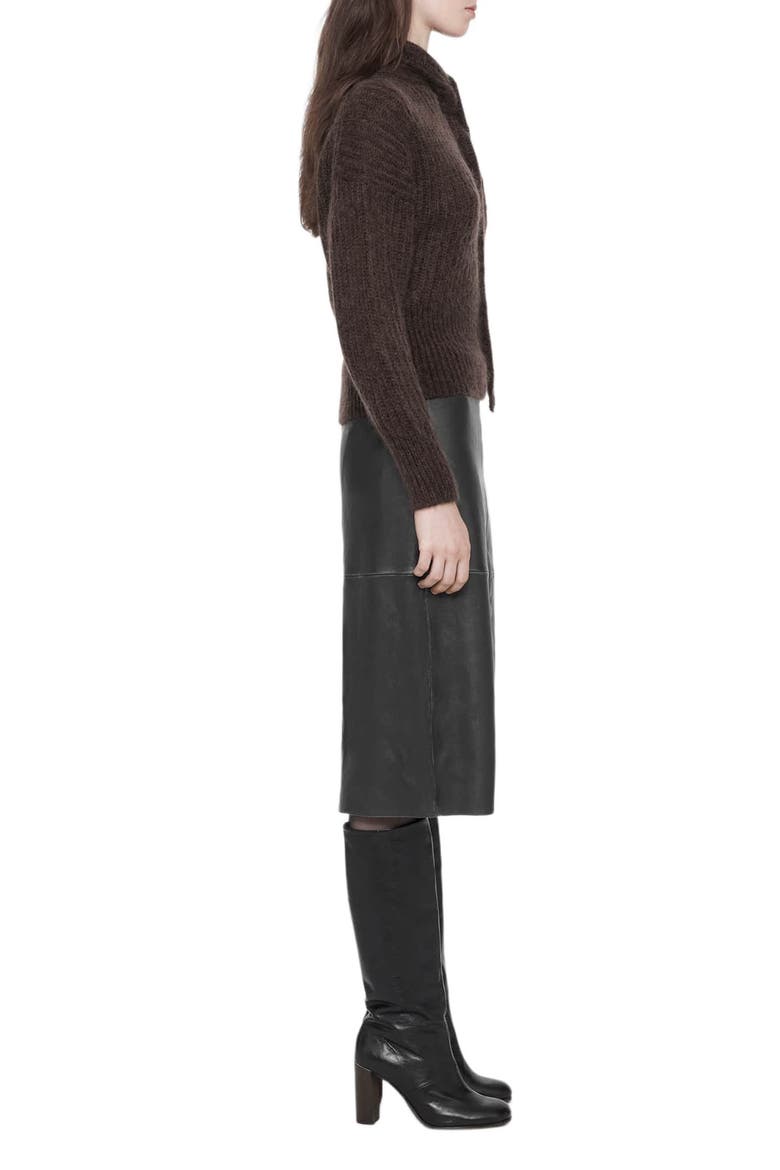 Olivia Leather Midi Skirt, Alternate, color, BLACK/ BROWN