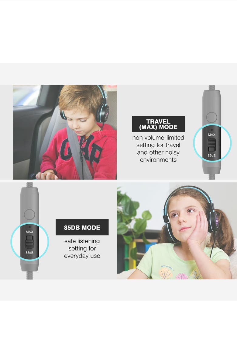 MEE audio KidJamz KJ55U USB-C Kid's Headphones w/ LED Lights, Alternate, color, Black