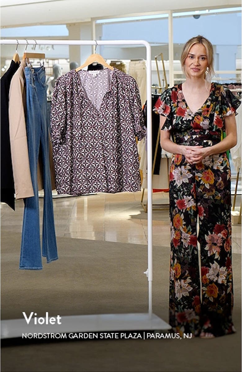 Smocked Shoulder Tie Neck Top, sales video thumbnail