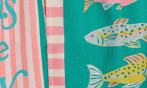 Tiramisu Seas The Day Coastal Kitchen Towel Set In Green