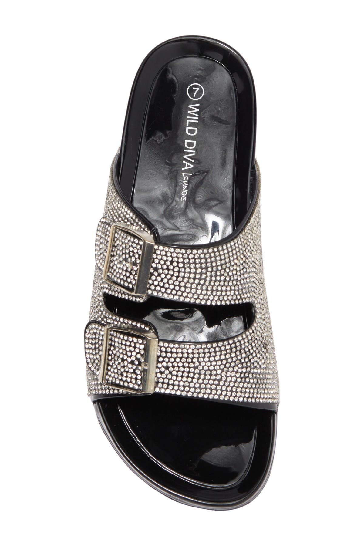 WILD DIVA LOUNGE Amar Rhinestone Embellished Slide Sandal, Alternate, color, 