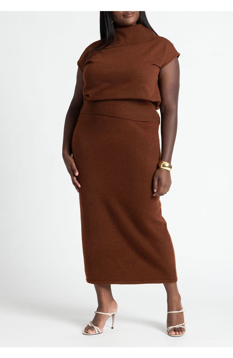 ELOQUII Asymmetrical Turtleneck Sweater, Alternate, color, Pear Liqueur