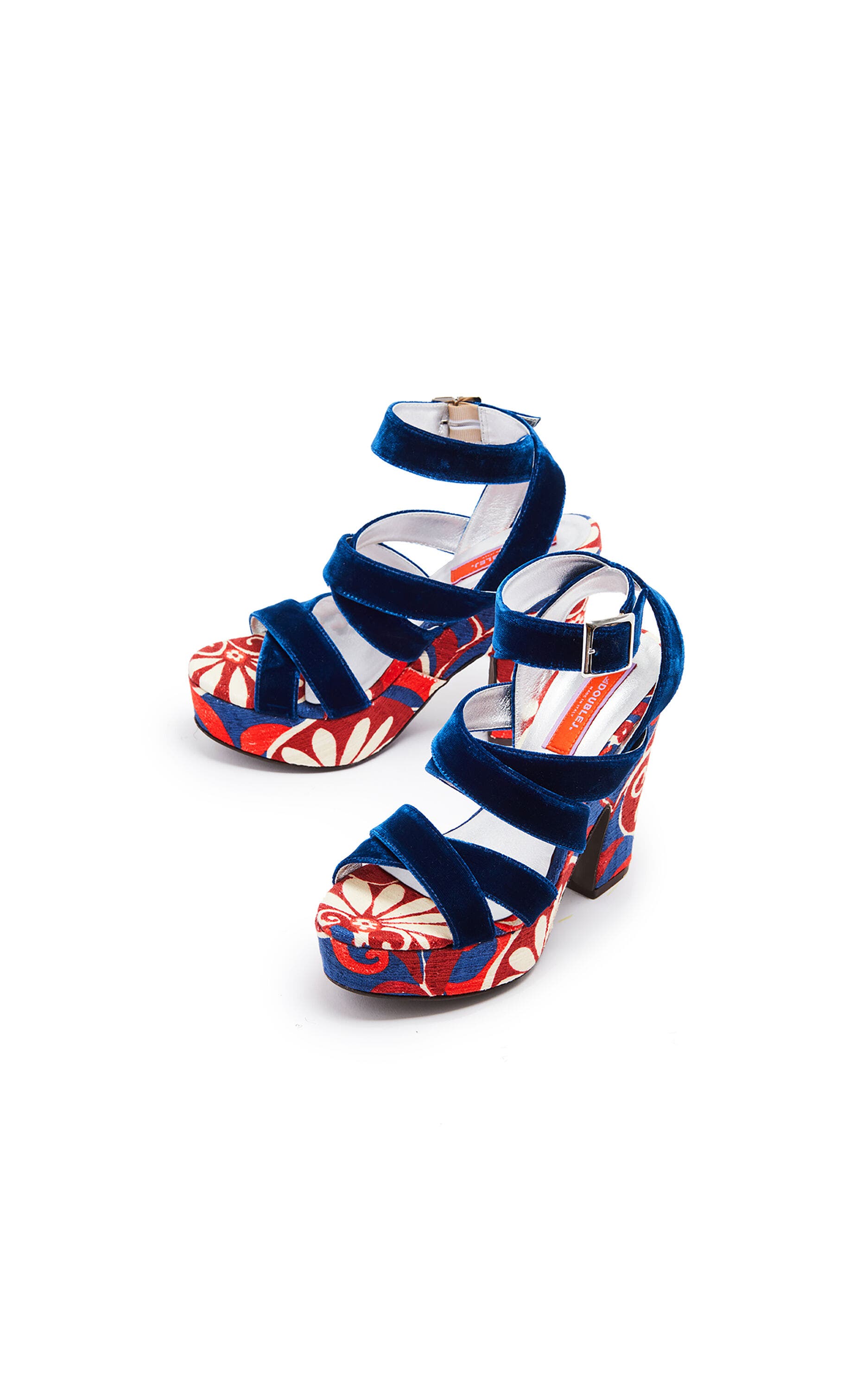 La DoubleJ Medal Wedge Moonflower Navy, Alternate, color, Moonflower Navy