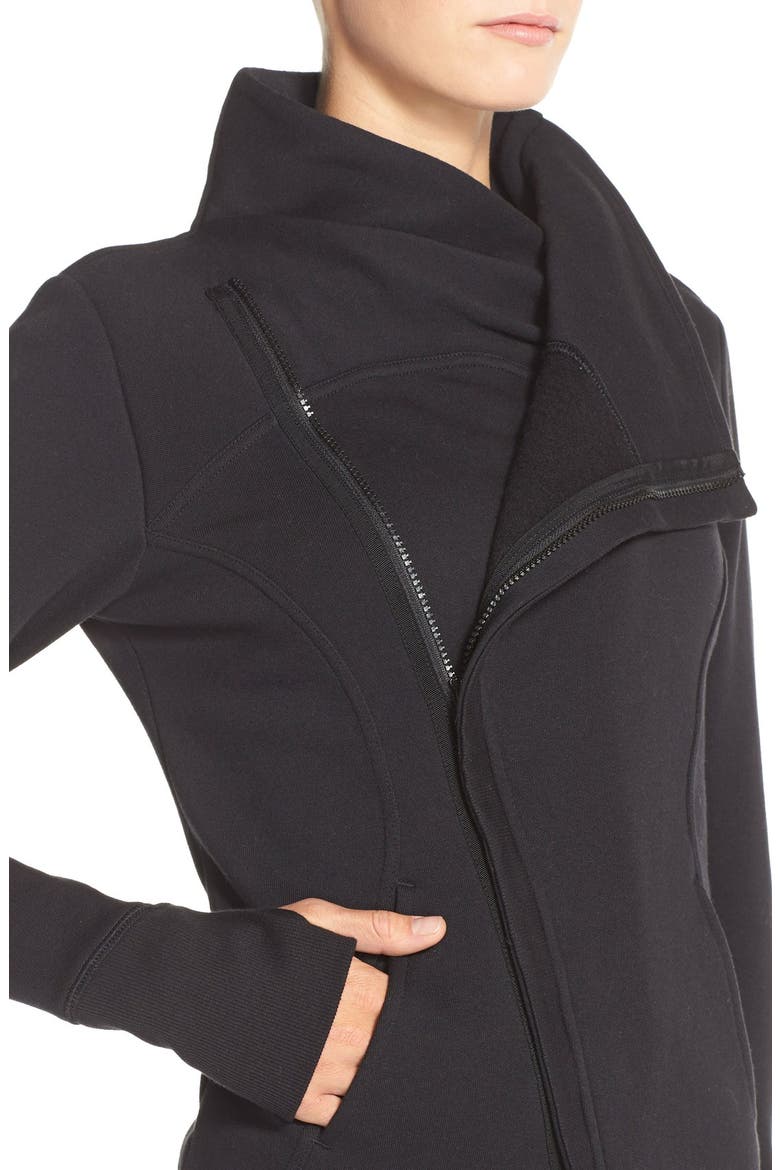 'Snowdrift' Asymmetrical Zip Sweatshirt, Alternate, color, BLACK