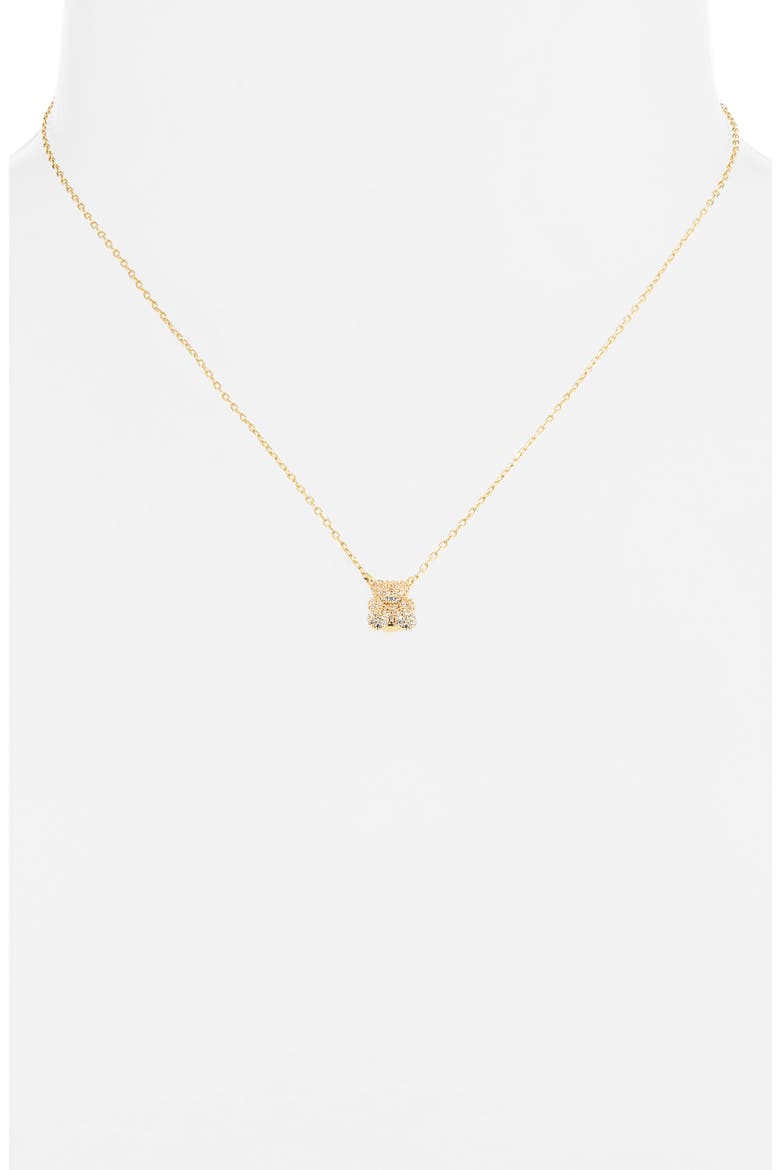 Teddy Bear Pavé Pendant Necklace, Alternate, color, GOLD