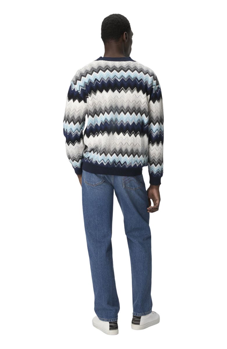 Missoni The Cardigan In Wool And Cotton With Zigzag, Alternate, color, Black 
Blue