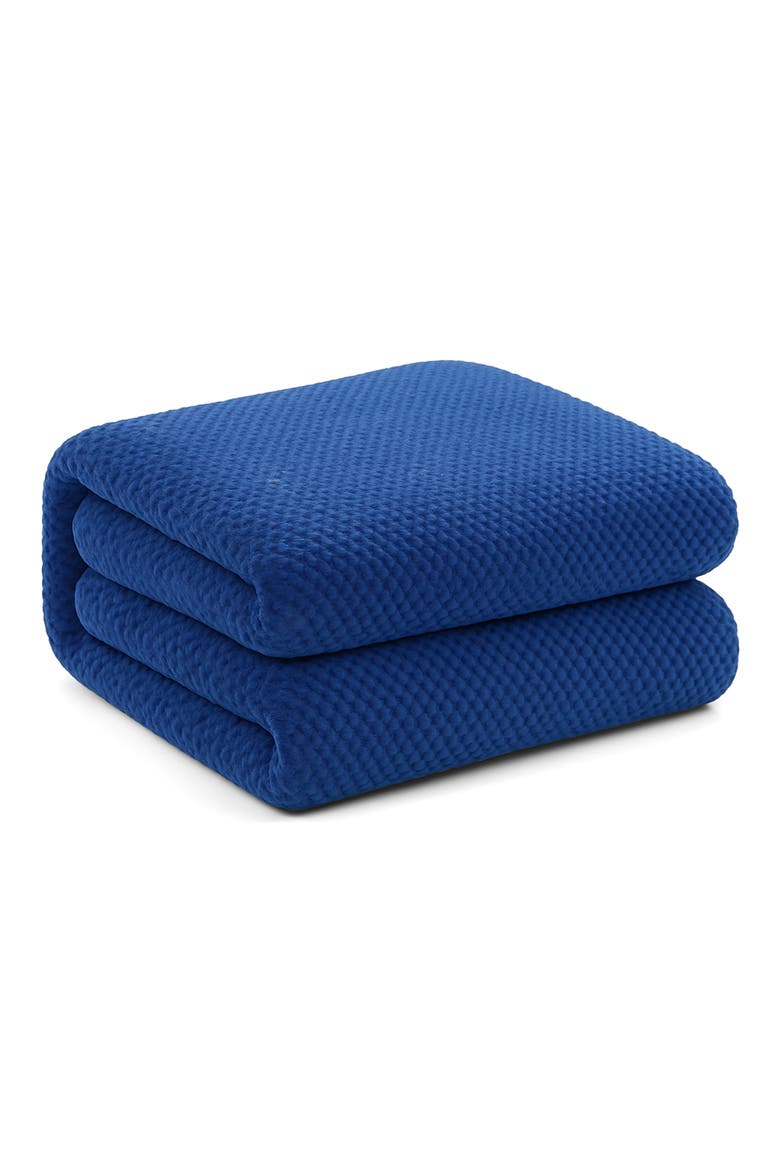 Textured Fleece Throw Blanket, Main, color, NAVY