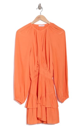 Ramy Brook Ramona Long Sleeve Minidress In Tropic Orange