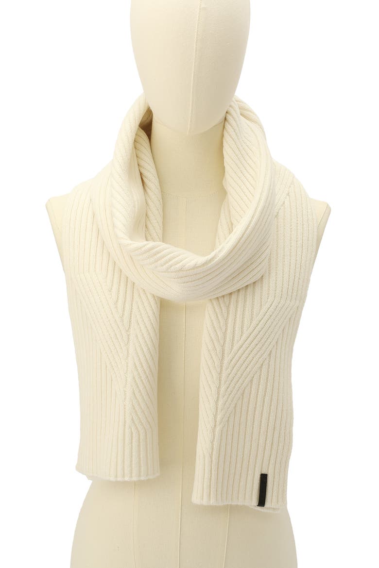 Margo Wool Blend Ribbed Scarf, Alternate, color, CHALK WHITE
